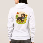 Cute Bernese Mountain Dog with Sunflower & Butterf パーカ (裏面)