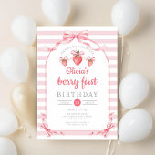 Cute Berry First Girl 1st Birthday 招待状
