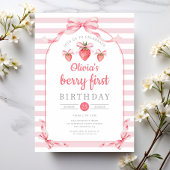 Cute Berry First Girl 1st Birthday 招待状