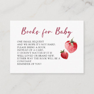 Cute Berry Strawberry Baby Shower Book Request エンクロージャーカード