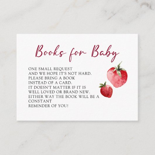 Cute Berry Strawberry Baby Shower Book Request エンクロージャーカード (正面)