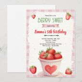 Cute berry sweet party invite 招待状 (正面/裏面)