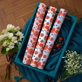 Cute Berry Sweet Strawberry Blueberry Baby Shower  ラッピングペーパーシート