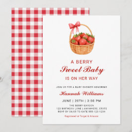Cute Berry Sweet Strawberry Girl Baby Shower 招待状