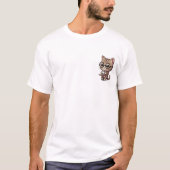 Cute Bespectacled Tabby Cat Enjoying Coffe Tシャツ (正面)