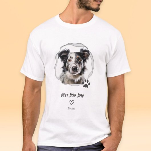 Cute Best Dog Dad Photo Men's Tシャツ