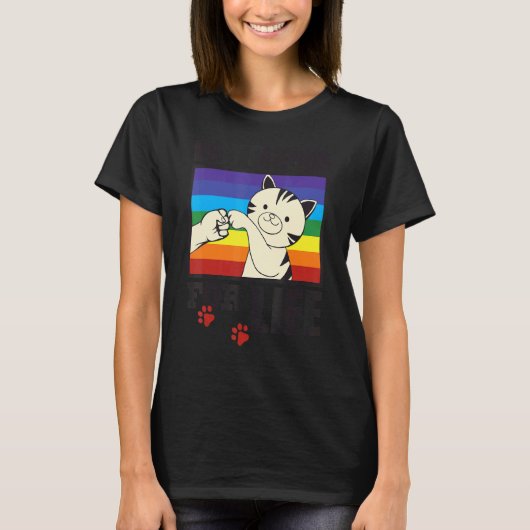 Cute Best Friends For Life Fist Bumping Cat Rainbo Tシャツ (正面)
