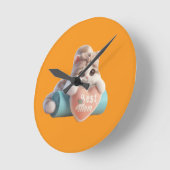 Cute Best Mom Cat Heart Round Clock ラウンド壁時計 (傾斜)