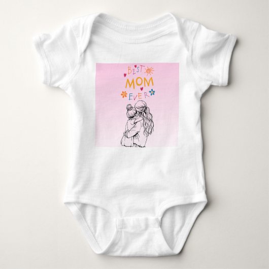 Cute Best Mom Ever Baby Shower Gift Bodysuit ベビーボディスーツ (正面)