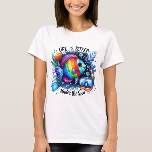Cute better life sea lovers word art  tシャツ (正面)