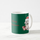 Cute Bichon Frise at Christmas コーヒーマグカップ (正面右)