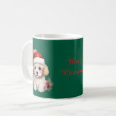 Cute Bichon Frise at Christmas コーヒーマグカップ (正面左)