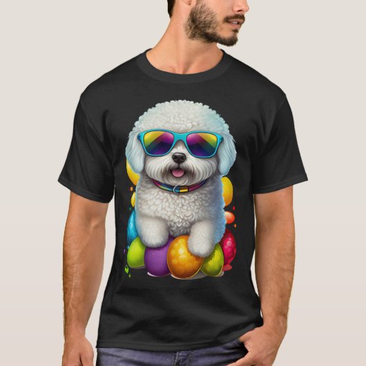 Cute Bichon Frise Easter Eggs Dog Costume Womens M Tシャツ (正面)