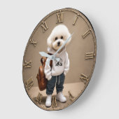 Cute Bichon Frise Puppy ラージ壁時計 (傾斜)
