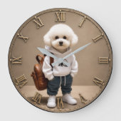 Cute Bichon Frise Puppy ラージ壁時計 (正面)