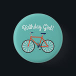 Cute Bicycle Kids Bike Birthday Girl 缶バッジ<br><div class="desc">This adorable mod colorful cute bicycle sports birthday party collection is perfect for a kids birthday celebration! Customize the text to make them your own. The modern look and feel is the perfect way to celebrate your little one that loves cycling and riding their bike on their birthday! Perfect for...</div>