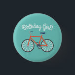 Cute Bicycle Kids Bike Birthday Girl 缶バッジ<br><div class="desc">This adorable mod colorful cute bicycle sports birthday party collection is perfect for a kids birthday celebration! Customize the text to make them your own. The modern look and feel is the perfect way to celebrate your little one that loves cycling and riding their bike on their birthday! Perfect for...</div>