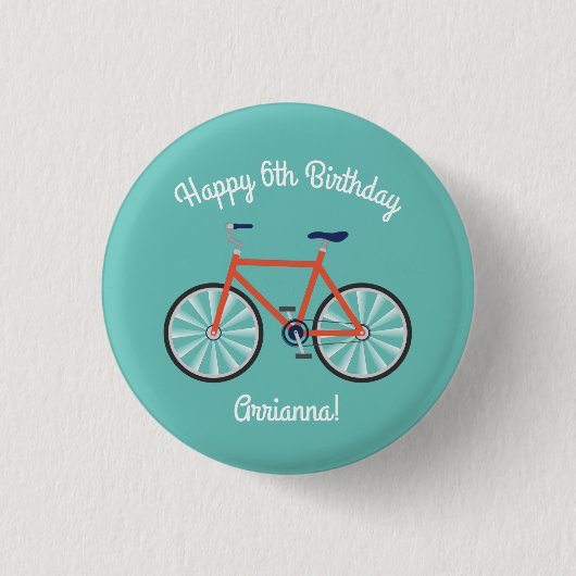 Cute Bicycle Kids Bike Birthday Party Cycling 缶バッジ (正面)