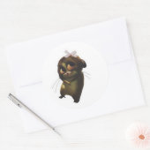 Cute Big Eyes Animal Sticker with White Bow ラウンドシール (封筒)