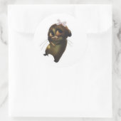 Cute Big Eyes Animal Sticker with White Bow ラウンドシール (バッグ)