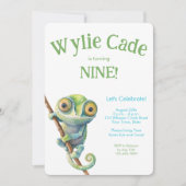 Cute Big Eyes Chameleon Any Age Boy Birthday 招待状 (正面)