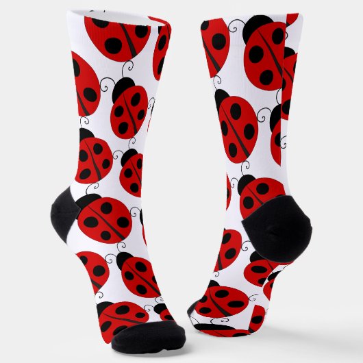 Cute Big Ladybird Pattern ソックス (傾斜あり)