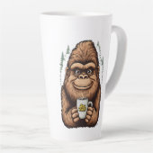 Cute Bigfoot Drinking Coffee  Funny Sasquatch  カフェラテマグ (右アングル)