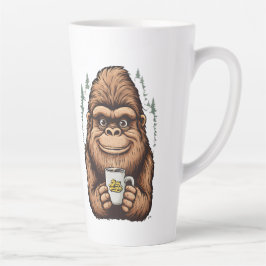 Cute Bigfoot Drinking Coffee  Funny Sasquatch  カフェラテマグ