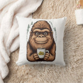 Cute Bigfoot Drinking Coffee  Funny Sasquatch  クッション (ブランケット)