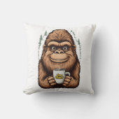 Cute Bigfoot Drinking Coffee  Funny Sasquatch  クッション (正面)