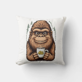 Cute Bigfoot Drinking Coffee  Funny Sasquatch  クッション