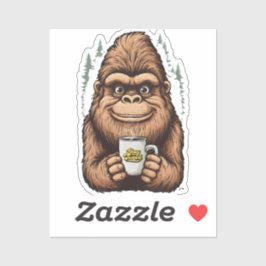 Cute Bigfoot Drinking Coffee  Funny Sasquatch  シール