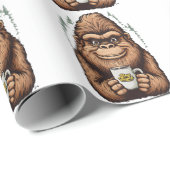 Cute Bigfoot Drinking Coffee  Funny Sasquatch  ラッピングペーパー (ロールコーナー)