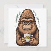 Cute Bigfoot Drinking Coffee  Funny Sasquatch  招待状 (正面)