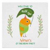 Cute Bird 1st Birthday Welcome Glossy Poster ポスター (正面)