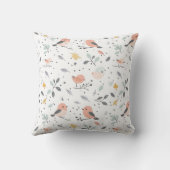 Cute Bird and Foliage Pattern クッション (裏面)