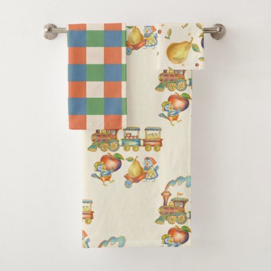 Cute Bird Apple Train Towel Set バスタオルセット (インサイチュ)