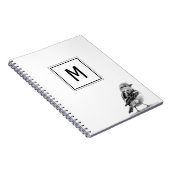 Cute Bird Custom Your Initial Letter  ノートブック (右側)