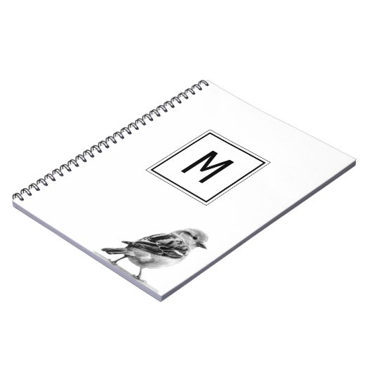 Cute Bird Custom Your Initial Letter  ノートブック (左側)
