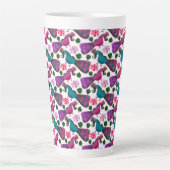 Cute Bird Floral Pattern | Colorful  Birds カフェラテマグ (正面)