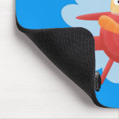 Cute bird flying red airplane cartoon illustration マウスパッド (コーナー)