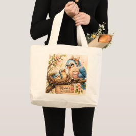 Cute Bird Mom Tote Bag ラージトートバッグ