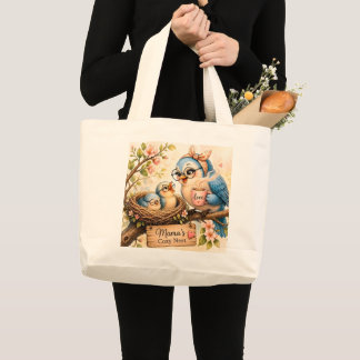 Cute Bird Mom Tote Bag ラージトートバッグ