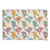 Cute Bird Pattern on Cream 枕カバー (正面)