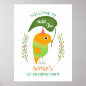 Cute Bird Wild One 1st Birthday Welcome Poster ポスター (正面)
