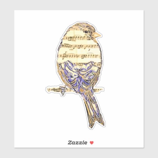 Cute Bird with Music Notes Customize  シール (シート)