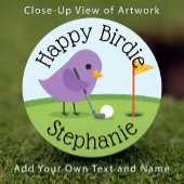 Cute Birdie on Putting Green Customizable Birthday ゴルフボール