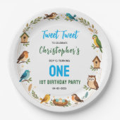 Cute Birds 1st Birthday Party – Fun Kids  ペーパープレート (正面)