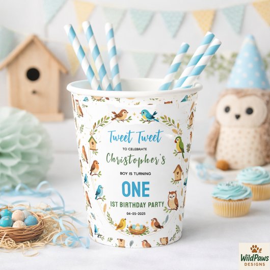 Cute Birds 1st Birthday Party – Fun Kids  紙コップ