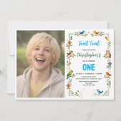 Cute Birds 1st Birthday Party – Fun Kids photo 招待状 (正面)